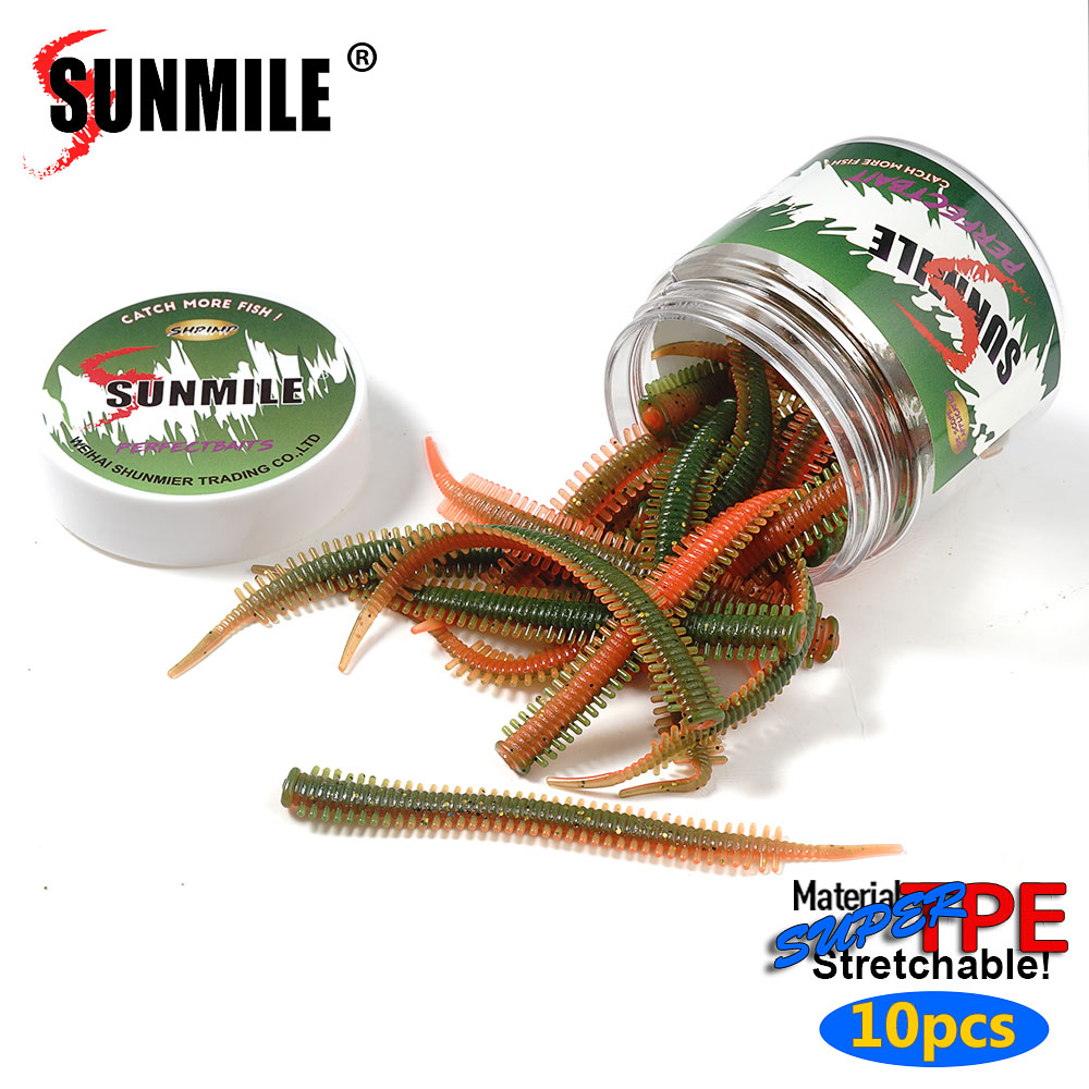سنمايل 10 قطع طُعم دودة الرمل  - مراجعة Fishing Lure Soft Plastic وسعره