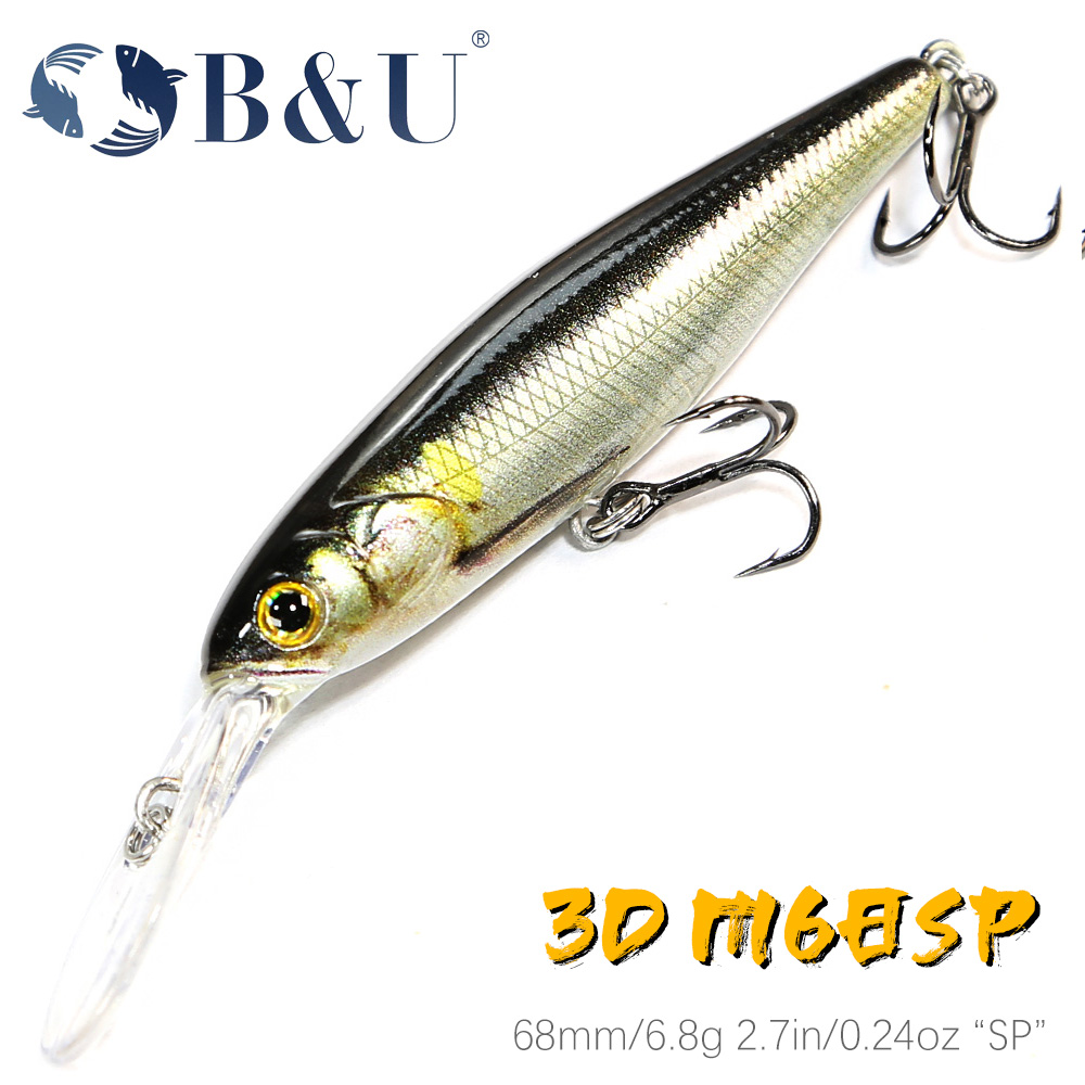 B & U 68 مللي متر ثلاثية الأبع - مراجعة Fishing Lure Jerkbait وسعره